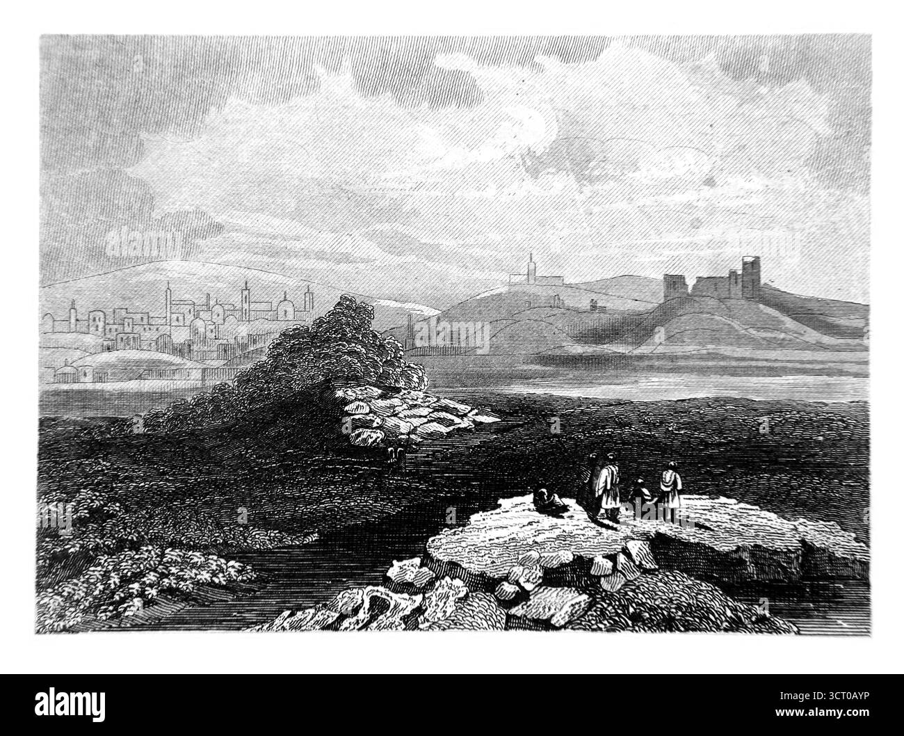 Illustration der Stadt Ninive und der Prophezeiung ihrer Zerstörung (Zephaniah) aus dem antiken 19. Jahrhundert (1851) Heilige Bibel Stockfoto