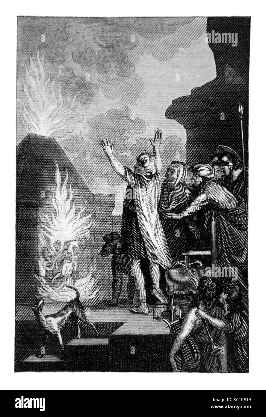 Illustration der drei Hebräer Mesach, Schadrach und Abed-Nego im feurigen Ofen, nachdem sie sich weigerten, sich zu verbeugen und das goldene Idol Ki des Königs anzubeten Stockfoto Illustration der drei Hebräer Mesach, Schadrach und Abed-Nego im feurigen Ofen, nachdem sie sich weigerten, sich zu verbeugen und das goldene Idol Ki des Königs anzubeten Stockfoto