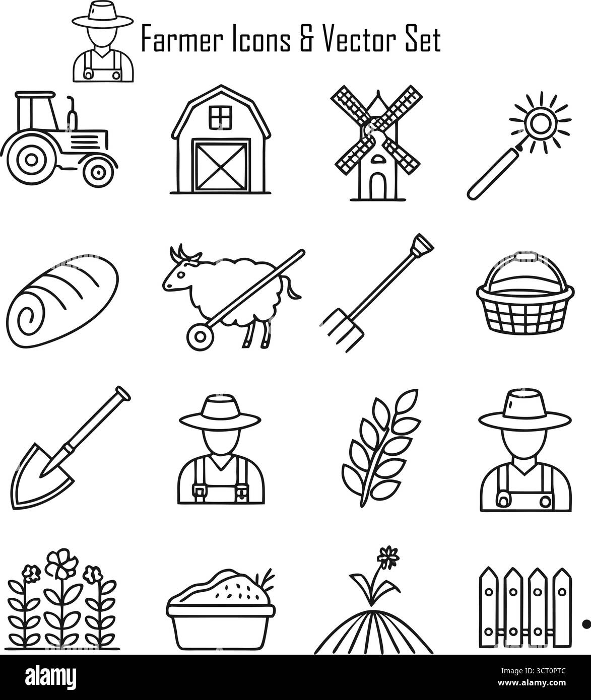 Lebensstil der Landwirte mit Landwirtschaft, ländlicher Landwirtschaft, Anbau von Kulturpflanzen, traditioneller Landwirtschaft und Lebensunterhalt auf dem Land Stock Vektor