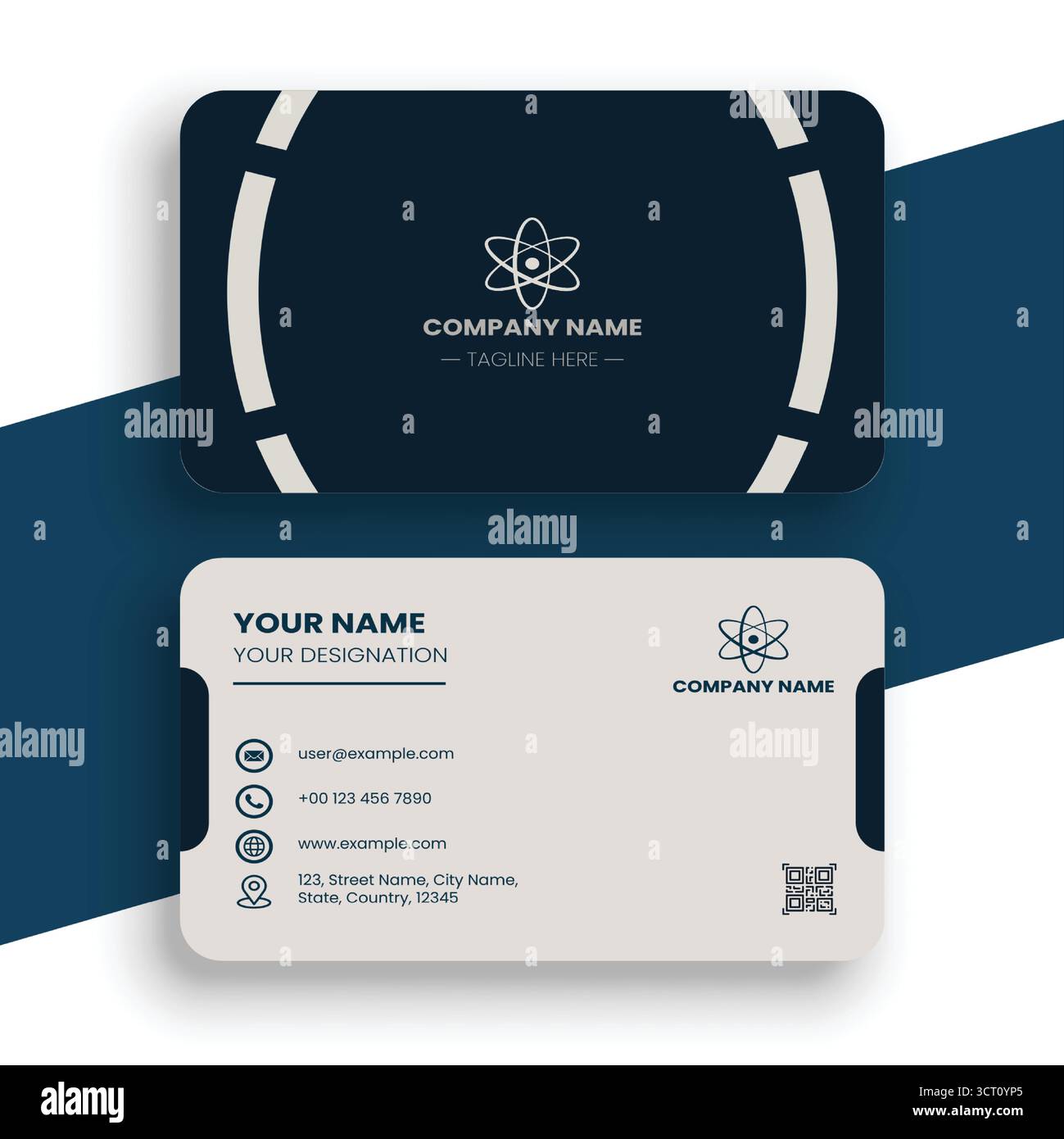 Elegante, Moderne, Editierbare Visitenkartenvorlage. Stock Vektor