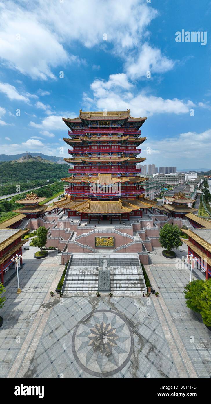 Luftaufnahmen des Qilin Pavillons in der Taian Hall Qilin Pill Immaterielles Kulturerbe Museum in Chaozhou Stadt Stockfoto