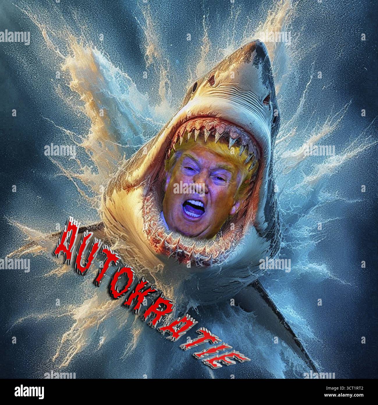 Symbolisches Image, Trump auf Rache, Verfolgung aller Gegner, Autokratie, Militär gegen US-Bürger, US-Demokratie in Gefahr, EU und Deutschland und Stockfoto