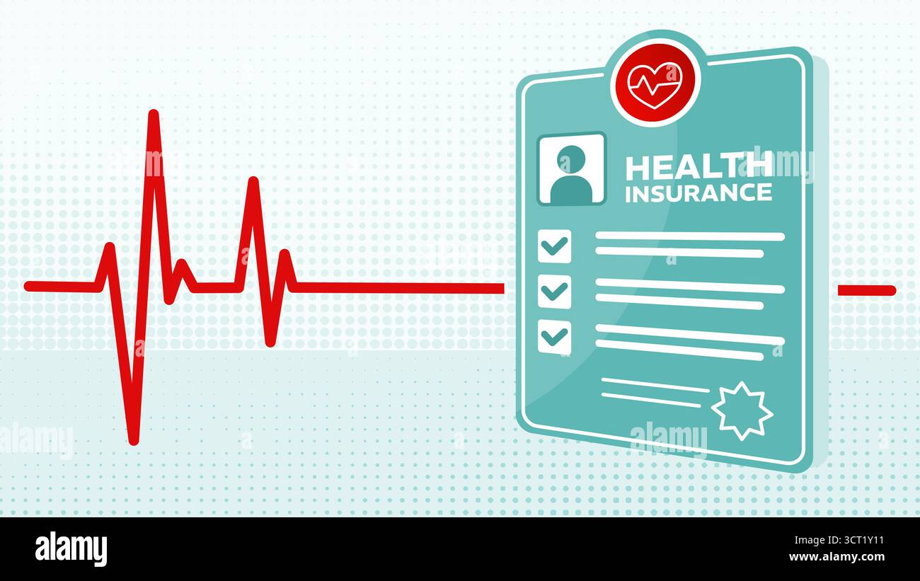 Krankenversicherungspolice Dokument-Banner-Vektor-Illustration Stock Vektor
