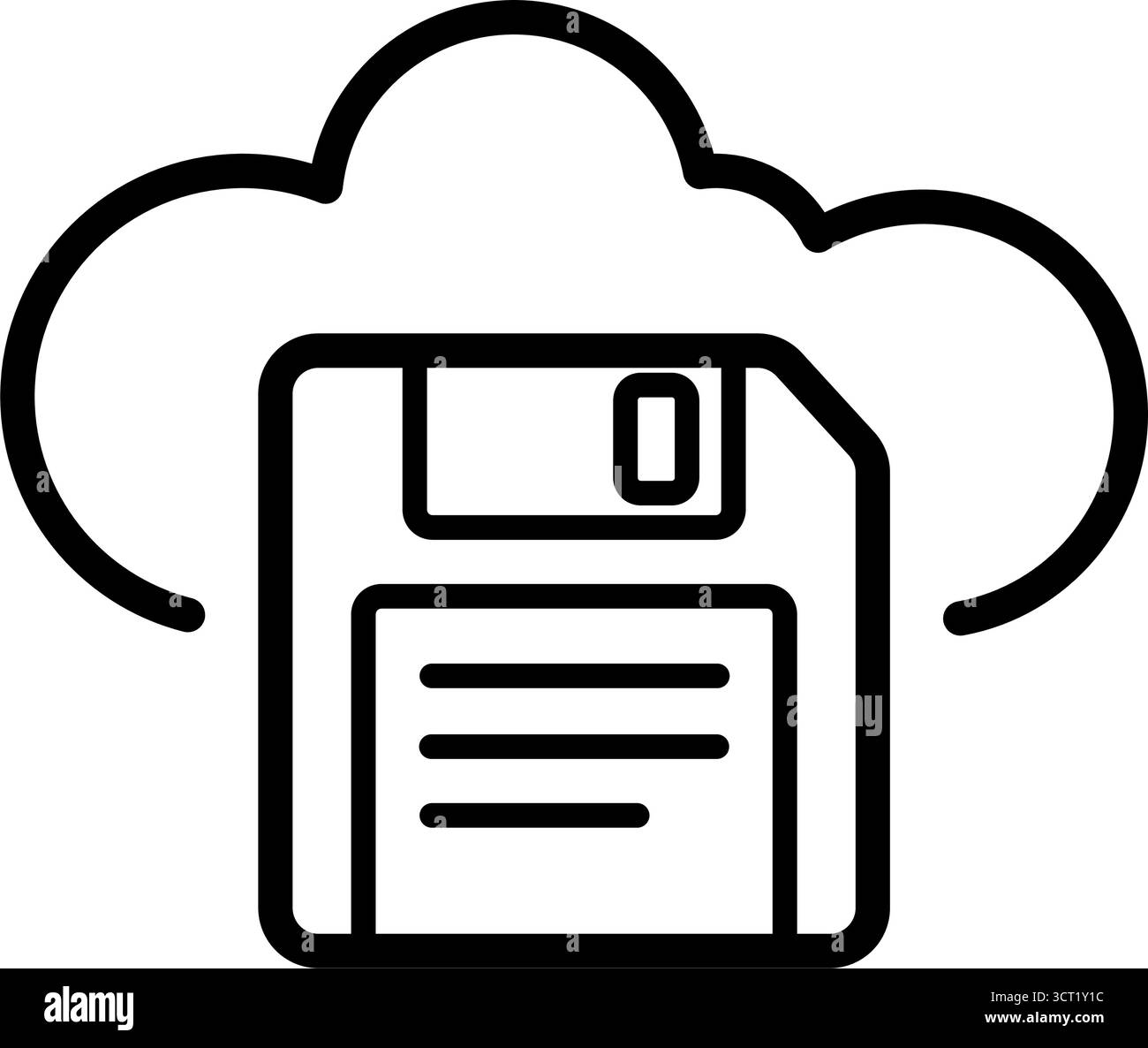 Cloud-Speicherdaten Diskettenkontur-Vektorsymbol Stock Vektor