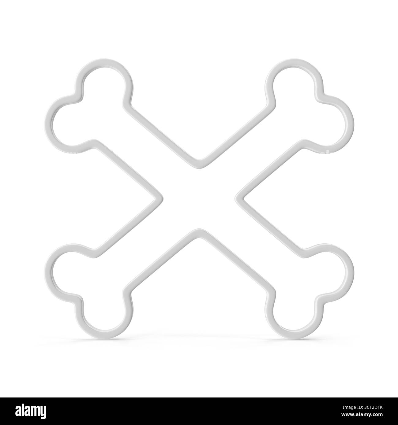 Symbol für gekreuzte Knochen ein einfacher weißer Umriss Stockfoto