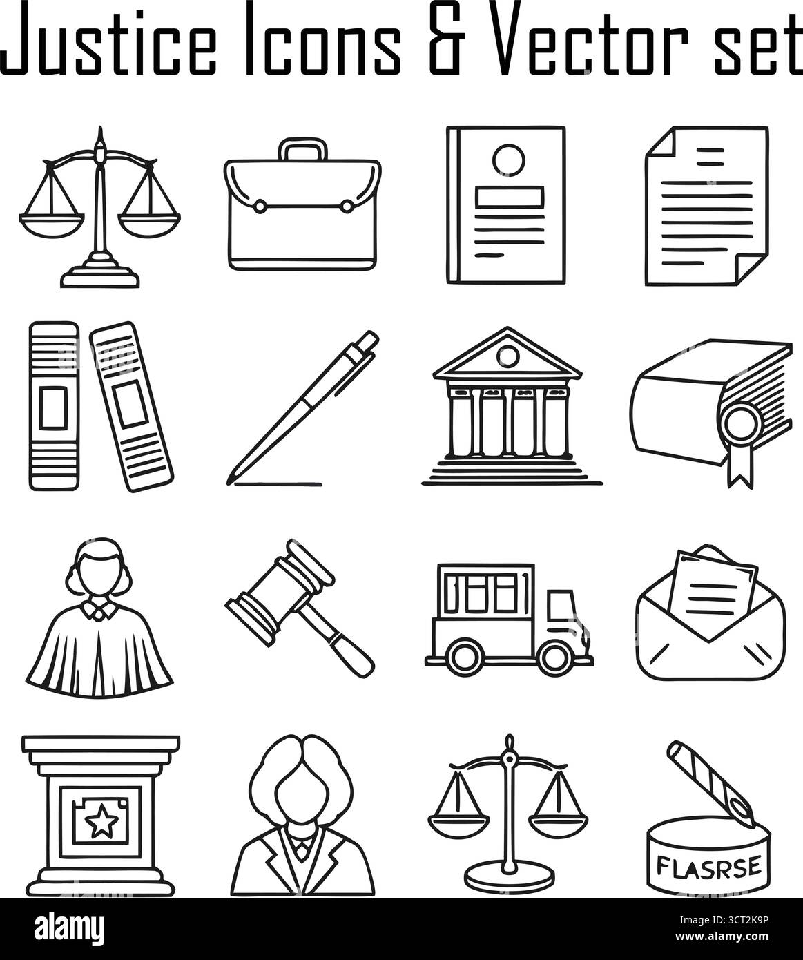 Symbol der Gerechtigkeit mit Hammer, Waage und juristischen Büchern, die Recht, Fairness, und das Konzept des Justizsystems Stock Vektor