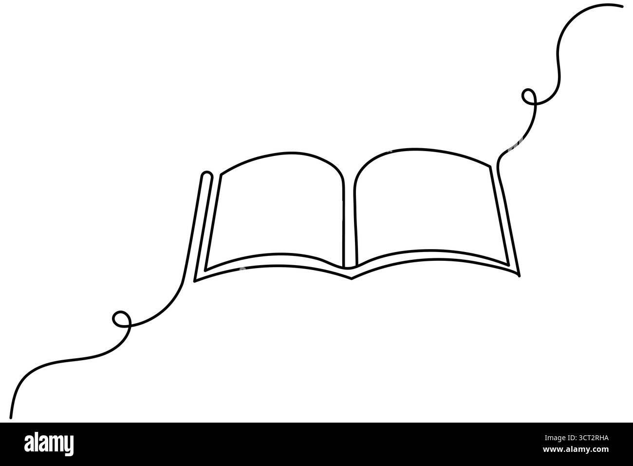 Buchsymbol durchgehende einzeilige Zeichnung minimalistischer Umrissvektor-Illustration Stock Vektor Buchsymbol durchgehende einzeilige Zeichnung minimalistischer Umrissvektor-Illustration Stock Vektor