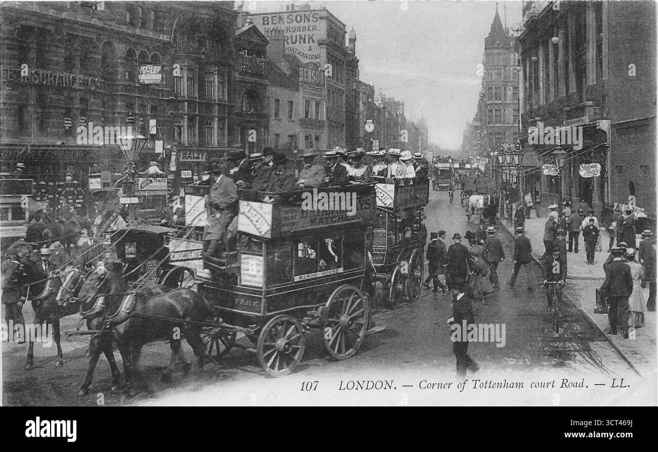 Ecke Tottenham Court Road London 1900 Stockfoto
