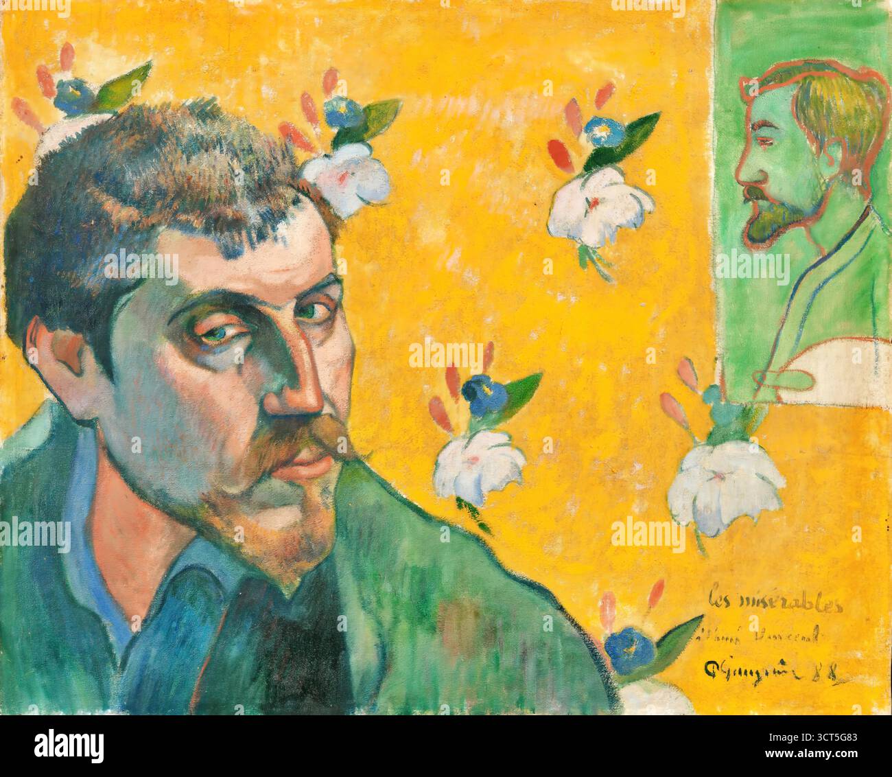Paul Gauguin, Selbstporträt mit Porträt von Emile Bernard (Les Misérables), 1888. Stock Vektor