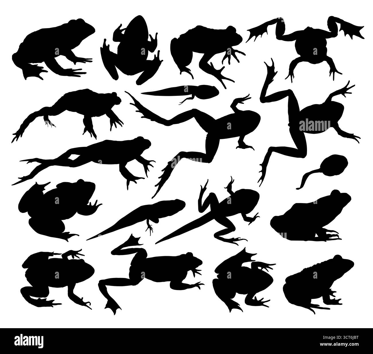Große Silhouetten von Fröschen. Stock Vektor