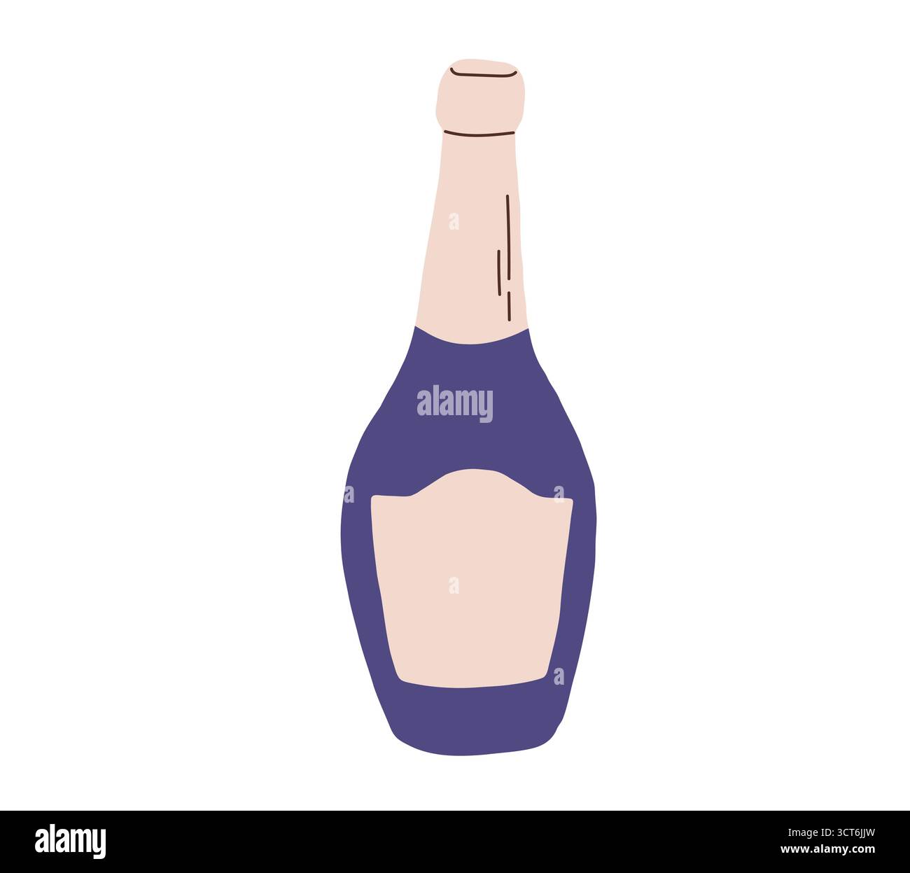 Cartoon Champaign Weinflasche Vektor Illustration. Alkohol trinken für Feierlichkeiten Weihnachten, Geburtstag, Hochzeit Stock Vektor