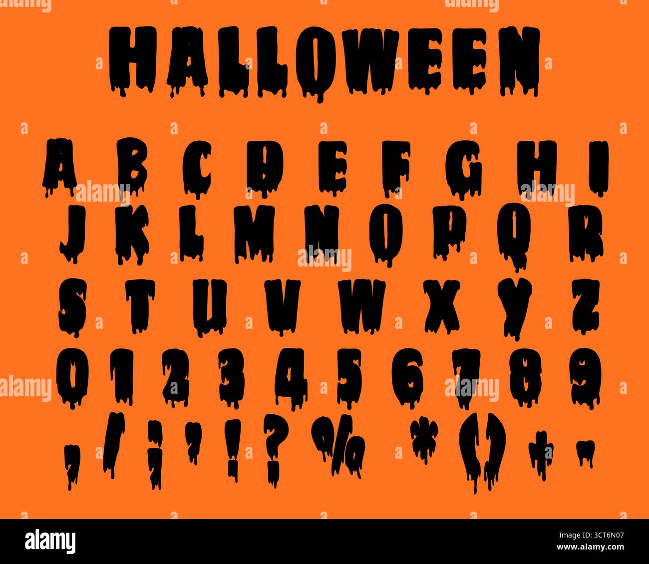 Halloween gruseliger Buchstabe und Zahl Stock Vektor