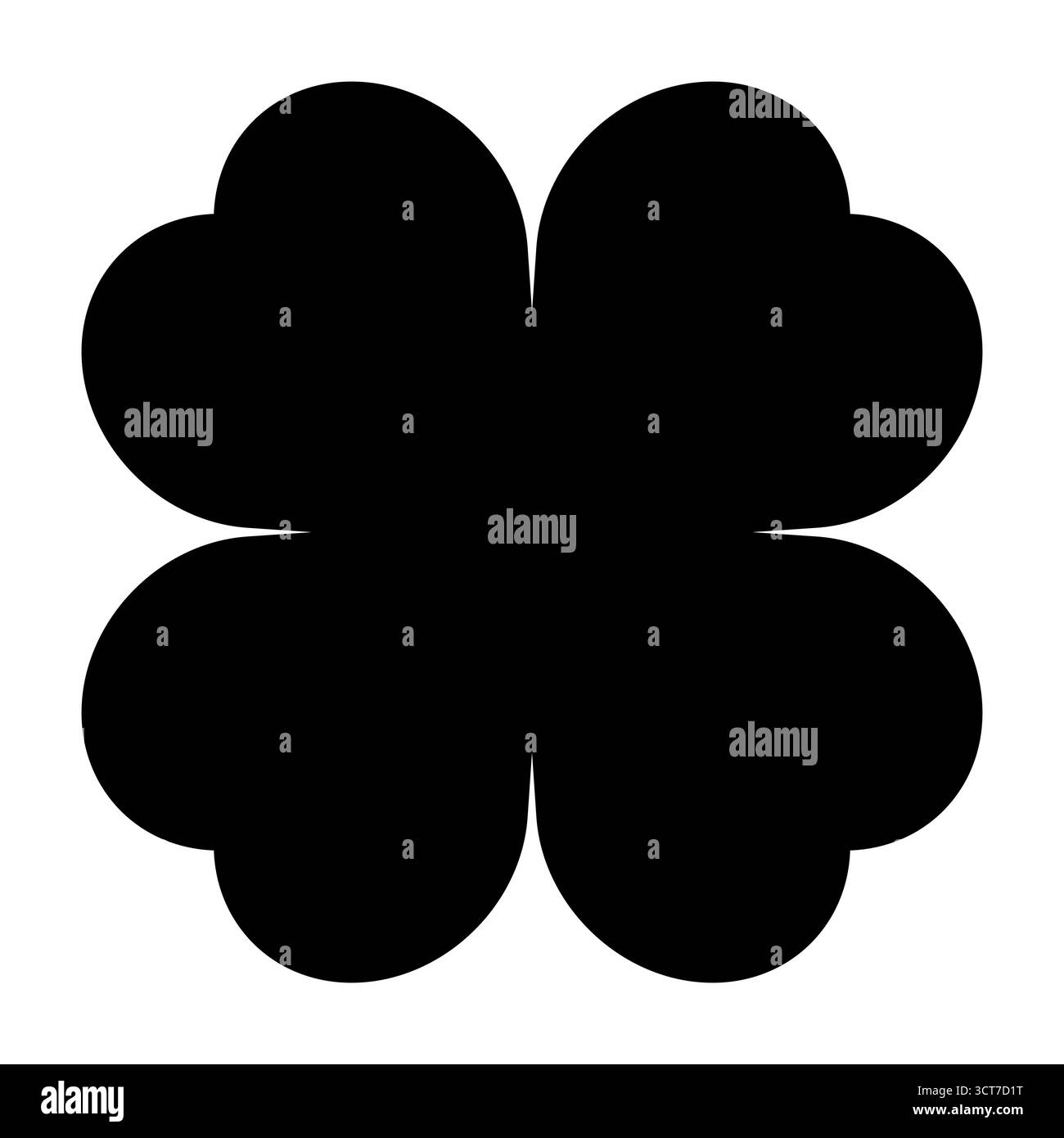 Vierblättrige Kleeblatt-Silhouette Symbolform, Illustration eines vierblättrigen Kleeblattes, isoliert auf weiß Stock Vektor