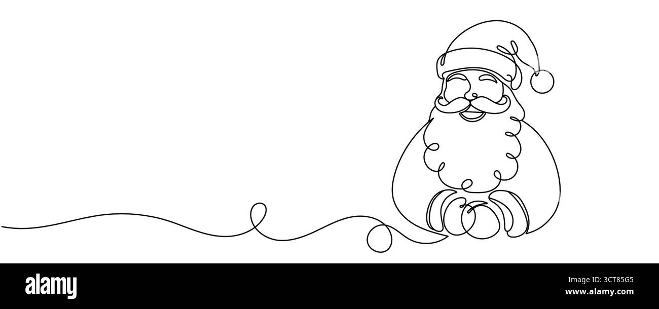 Weihnachtsmann – durchgehende Einzeilenzeichnung. Weihnachten Winter Neujahr Konzept editierbarer Schlaganfall. Stock Vektor