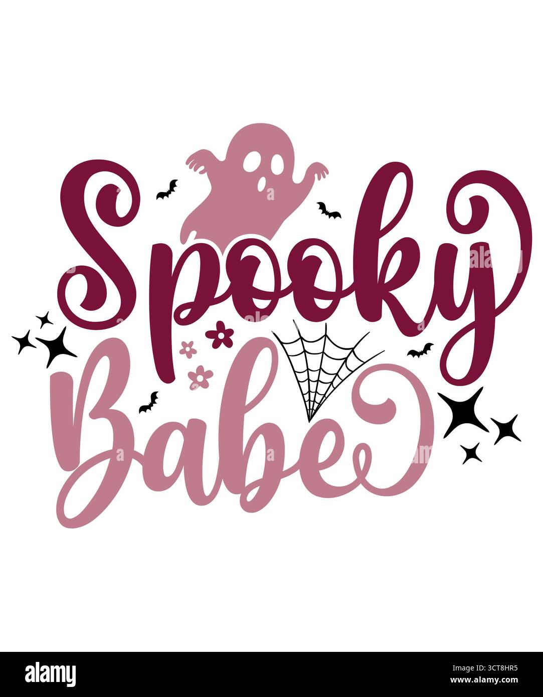 Gruselige Babe Halloween Typografie Clip Art Design auf einfachem weißen transparenten isolierten Hintergrund für Karte, Hemd, Hoodie, Sweatshirt, Kleidung, Becher Stockfoto