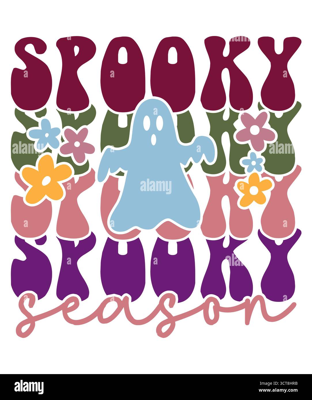 Gruselige Jahreszeit Halloween Typografie Clip Art Design auf einfachem weißen transparenten isolierten Hintergrund für Karte, Hemd, Hoodie, Sweatshirt, Kleidung, Becher Stockfoto