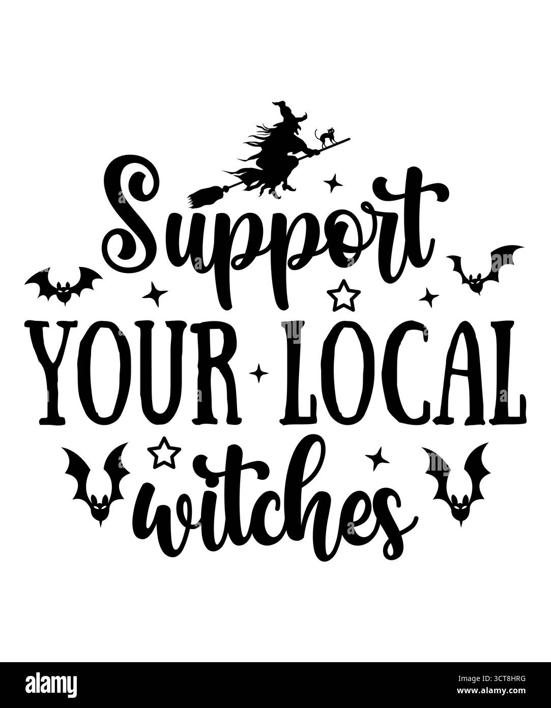 Halloween Typografie Clip Art Design auf einfachem weißen transparenten isolierten Hintergrund für Karte, Hemd, Hoodie, Sweatshirt, Kleidung, Becher Stockfoto