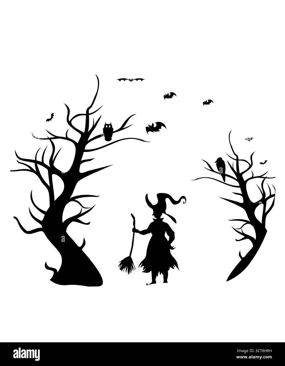 Hexe Halloween Typografie Clip Art Design auf einfachem weißen transparenten isolierten Hintergrund für Karte, Hemd, Hoodie, Sweatshirt, Kleidung, Becher Stockfoto