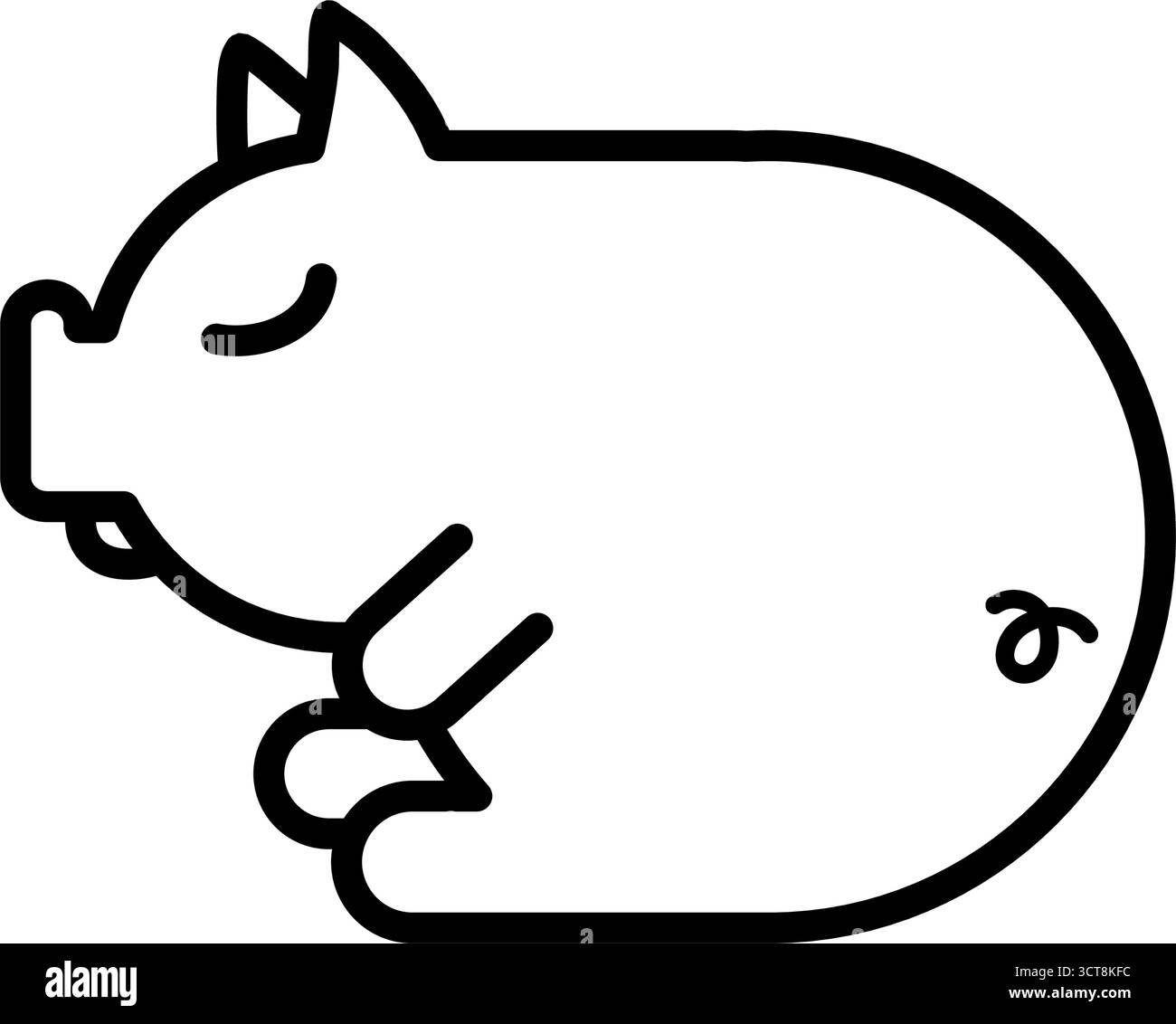 Schlafendes Schwein einfache Linie Cartoon Vektor-Symbol Stock Vektor