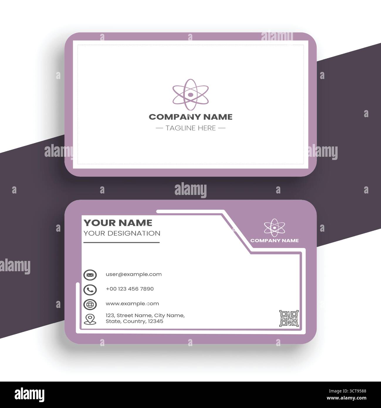 Minimales Design für Visitenkarten mit Lavendel und weiß Stock Vektor