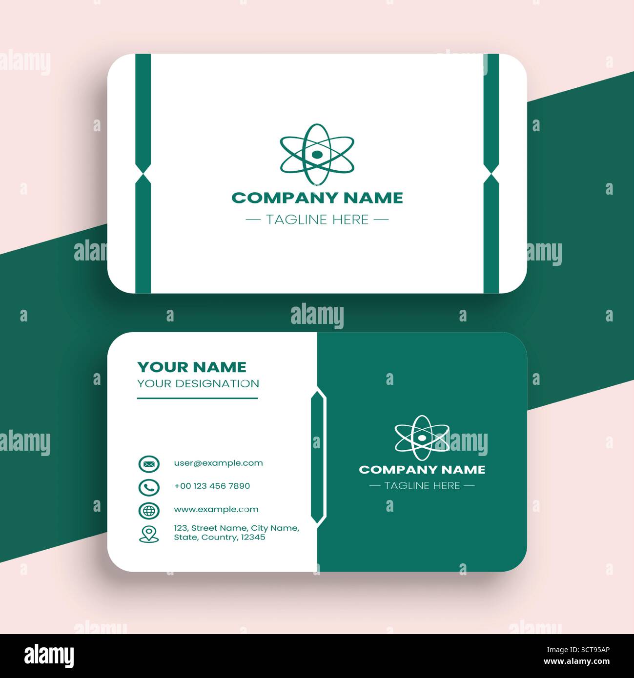 Moderne professionelle Visitenkartenvorlage in Grün und weiß Stock Vektor