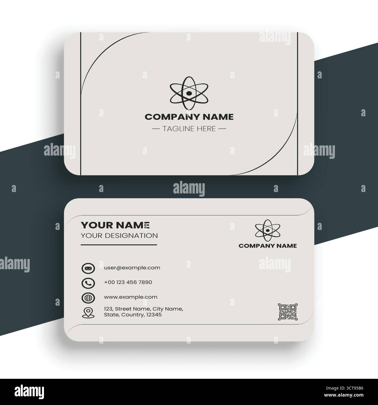 Elegante Vorlage für minimales Visitenkarten-Design in Beige und Schwarz Stock Vektor