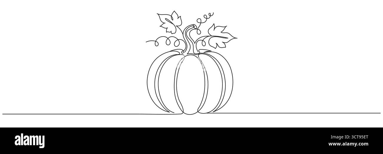 Hand gezeichnet kontinuierliche Linie Kürbis, Halloween Vektor Illustration. Bearbeitbare Zeile. Stock Vektor