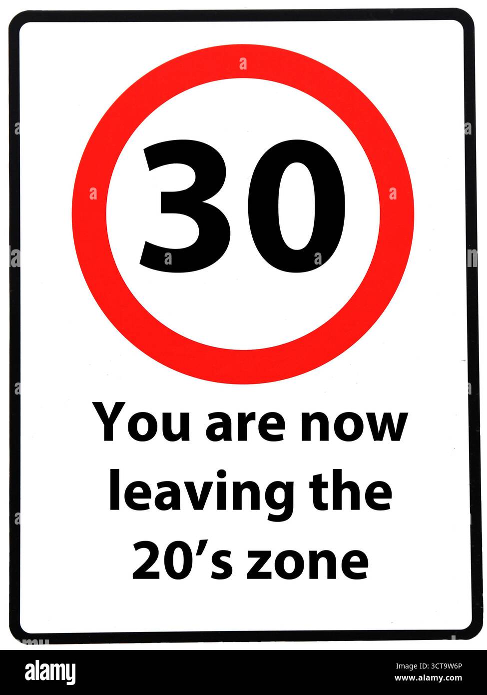 Ein Geburtstagskonzept als Straßenschild, das jemanden zum 30. Geburtstag zeigt Stockfoto