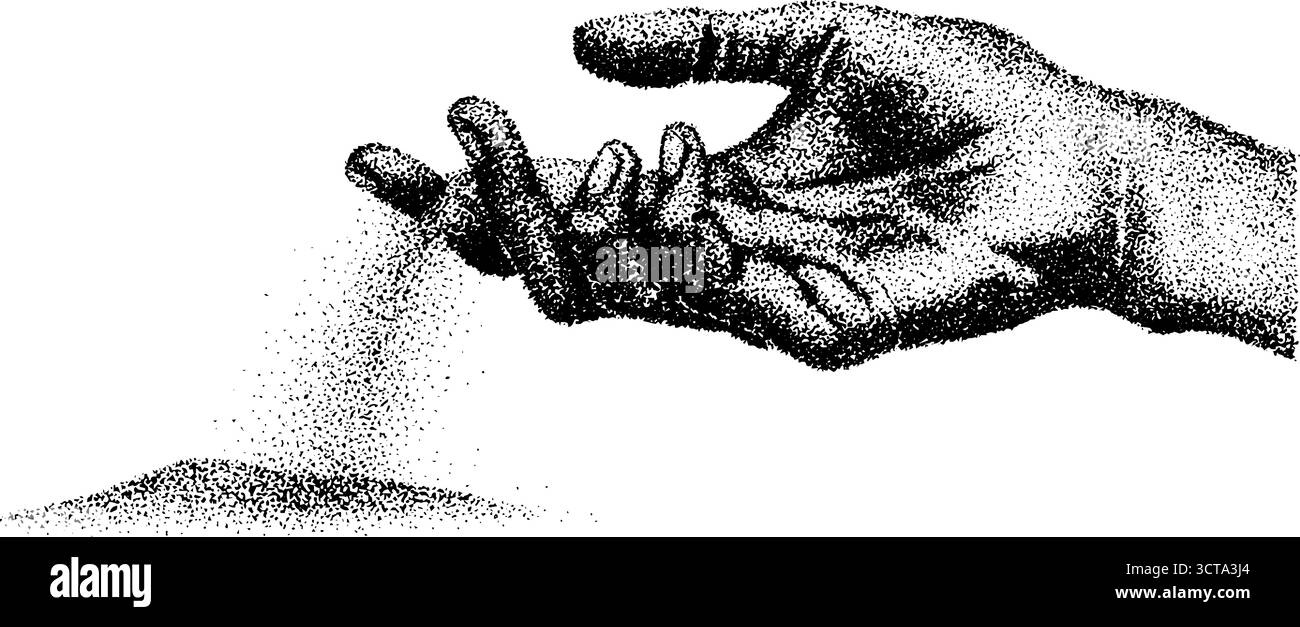 Detaillierte Darstellung einer Handbewegung, die künstlerische Texturen hervorhebt. Stock Vektor