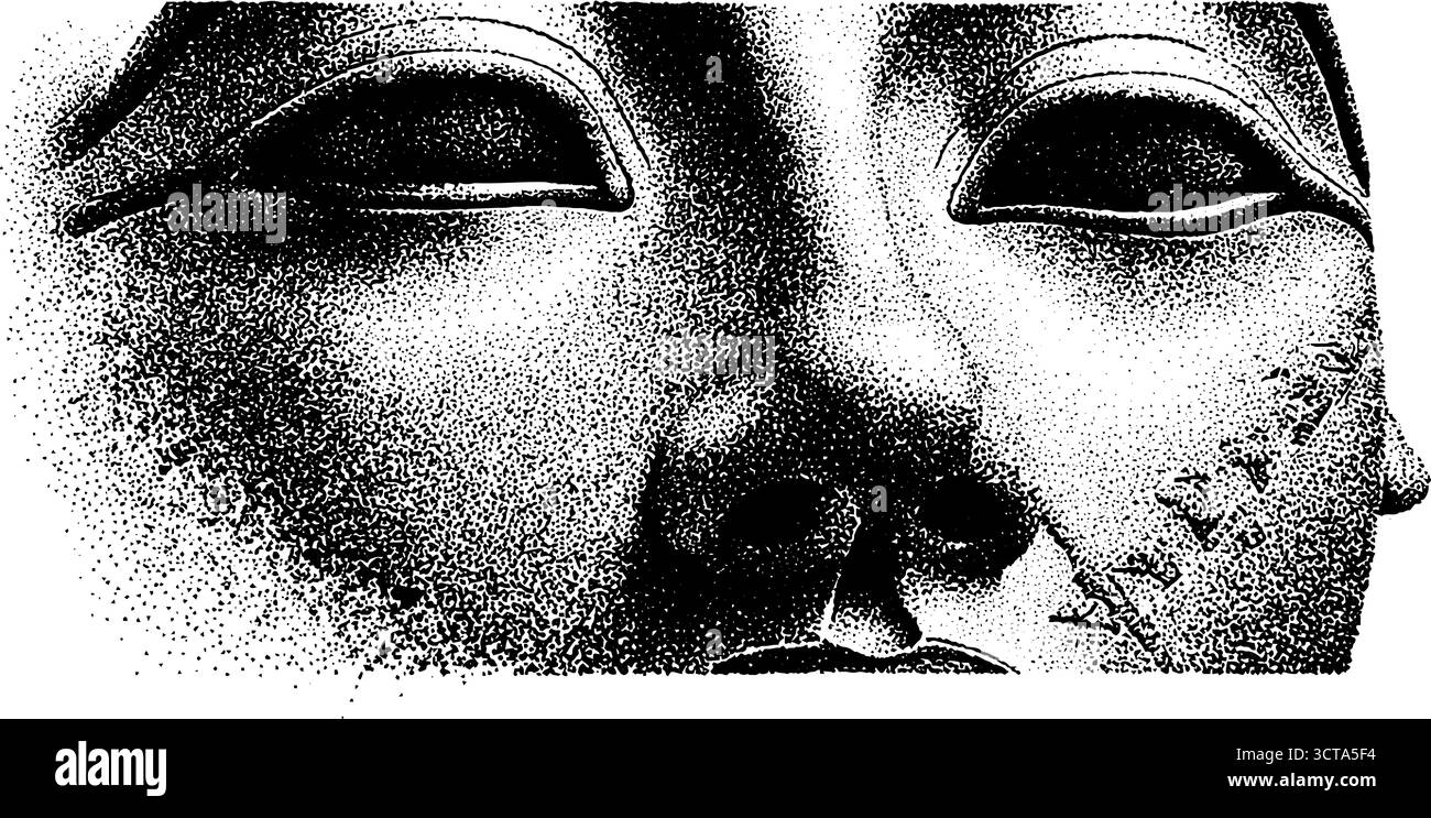 Antike Pharao Maske Dotwork Stipple Design für historische Themen. Stock Vektor
