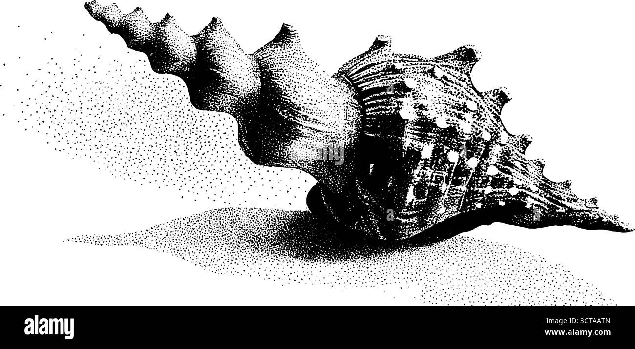 Komplizierte Dotwork-Stippling-Illustration einer Schale mit Vintage-Ätzeffekt. Stock Vektor