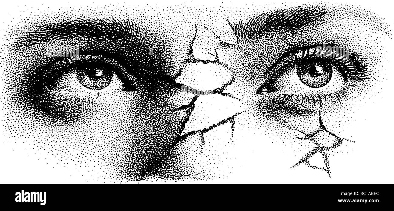 Komplizierte Dotwork-Kunst des zertrümmerten Spiegels mit Augen. Stock Vektor