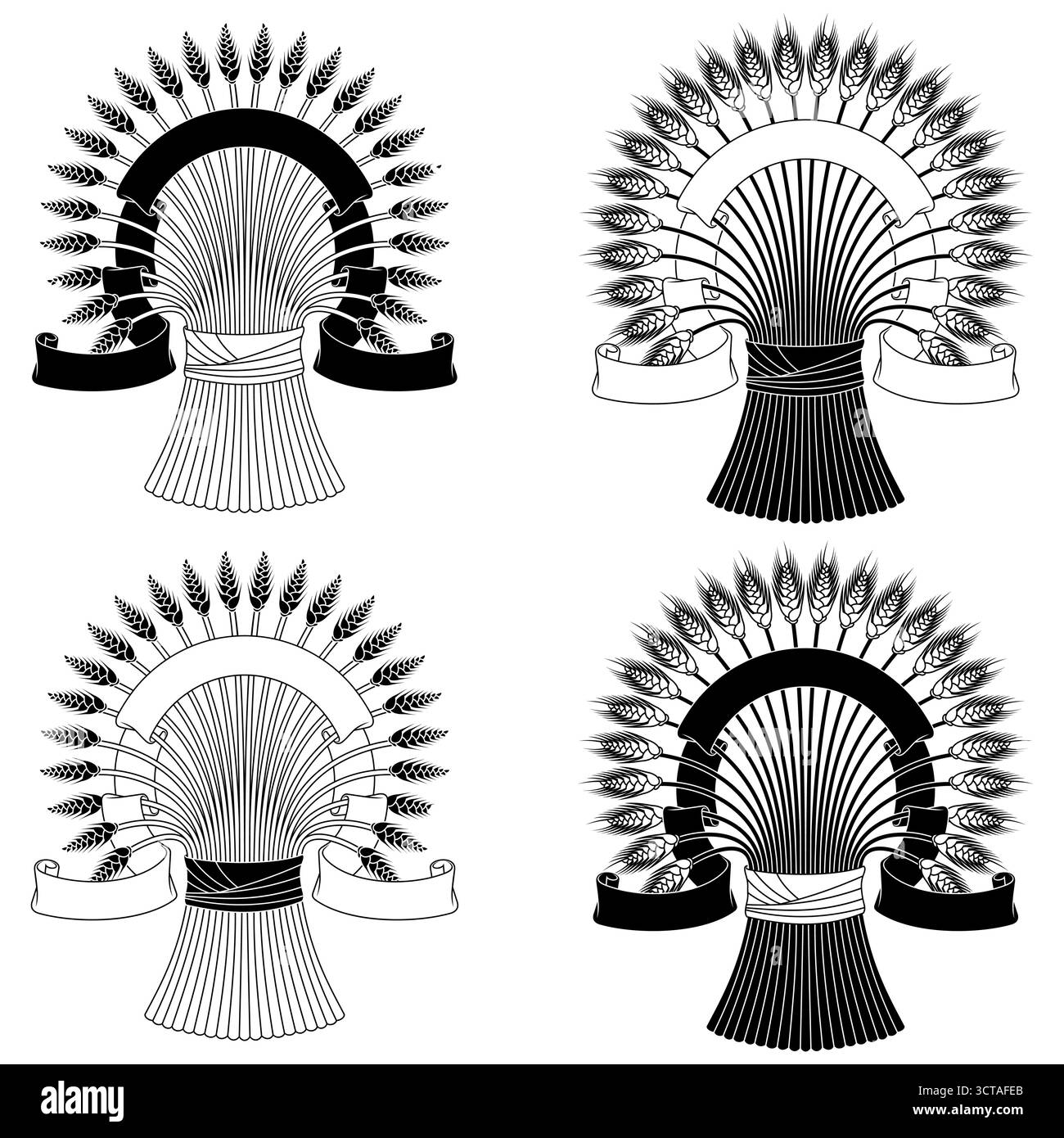 Weizenohren umgeben von Pergament, Getreideabscheider von einem Bio-Bauernhof, Feldprodukt für die Mehlherstellung Stock Vektor
