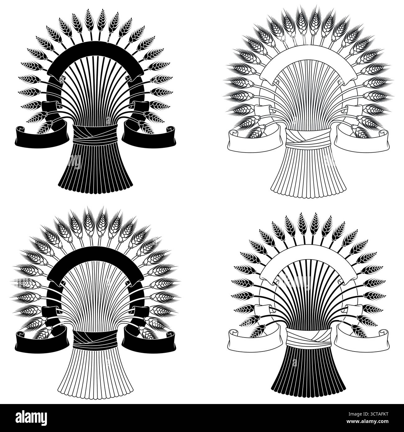 Weizenohren umgeben von Pergament, Getreideabscheider von einem Bio-Bauernhof, Feldprodukt für die Mehlherstellung Stock Vektor