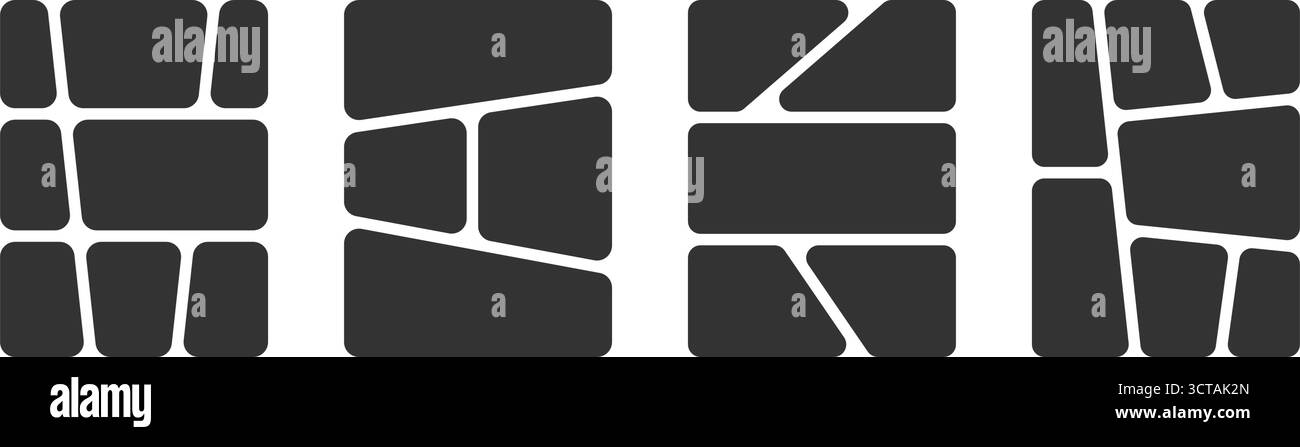 Satz von Comic-Vorlagen. Anime-Buch-Panels isoliert auf weißem Hintergrund. Grids für Manga Storyboard. Layouts für Fotocollage, Broschüren, Poster oder Moodboards. Vektorgrafik. Stock Vektor