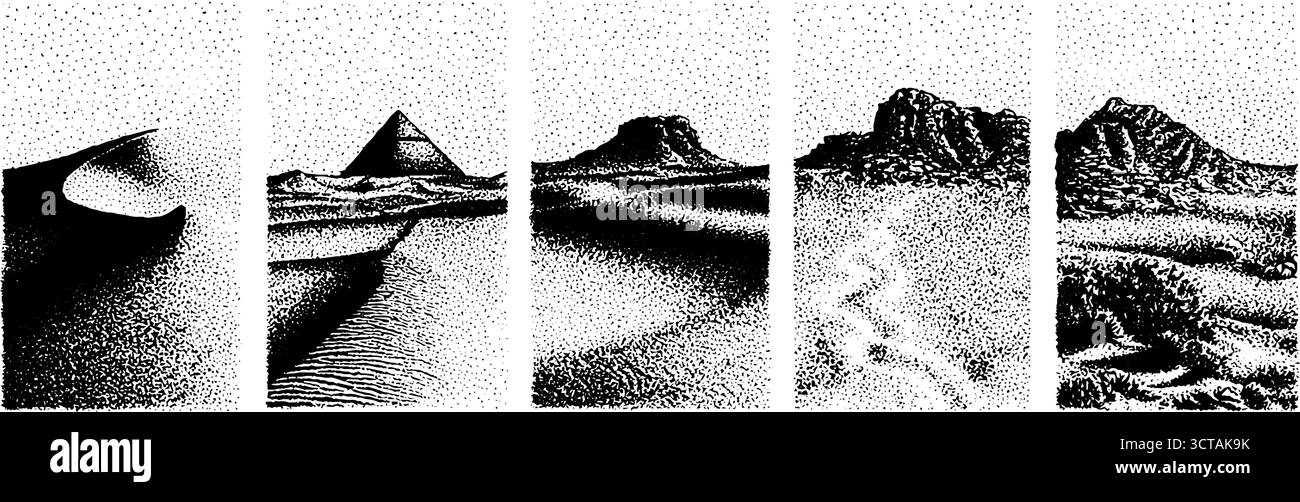 Komplizierte Muster von Wüsten- und Sandtempeln für Kunstdesign und Dekoration. Stock Vektor