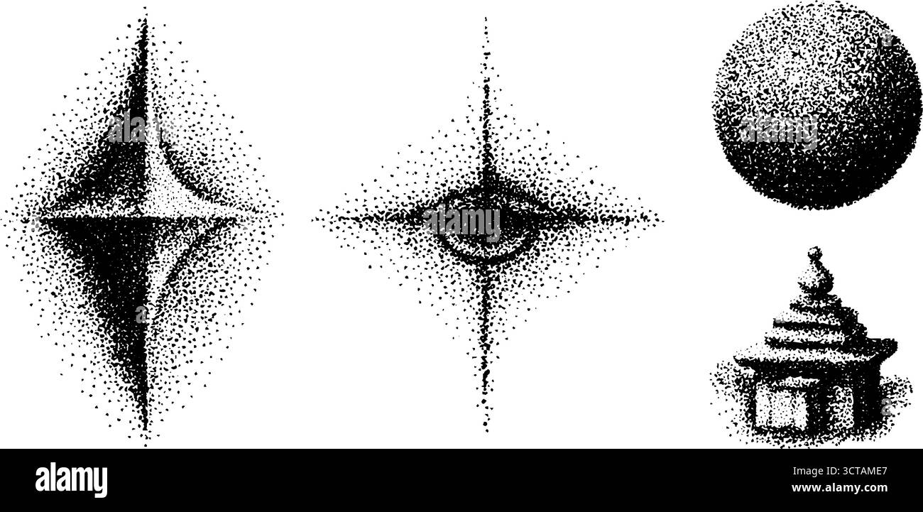 Geometrische Formen mit Punktmuster für Design- und Visual Art-Projekte. Stock Vektor