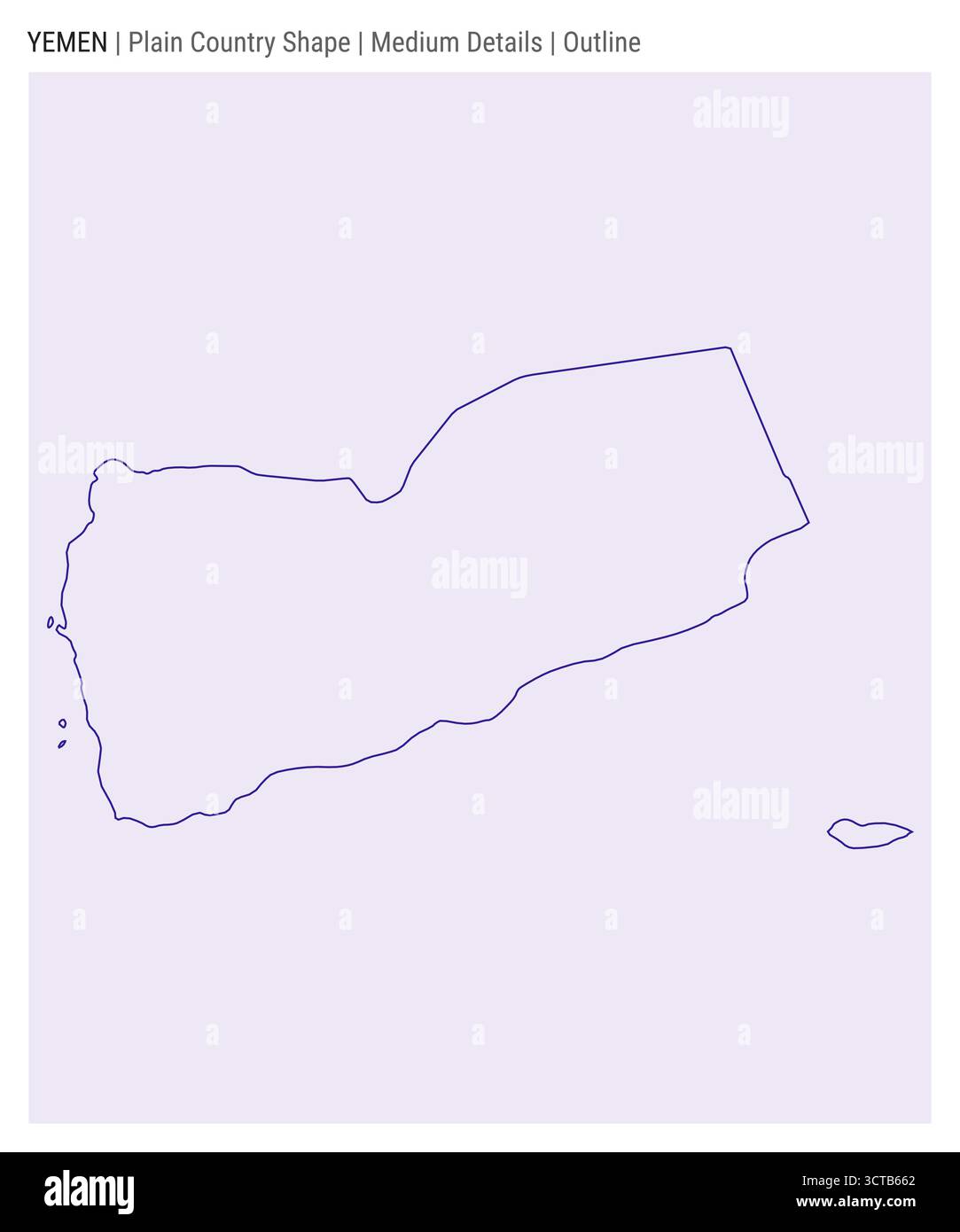 Jemen einfache Landkarte. Mittlere Details. Umrissstil. Gestalt des Jemen. Vektorabbildung. Stock Vektor