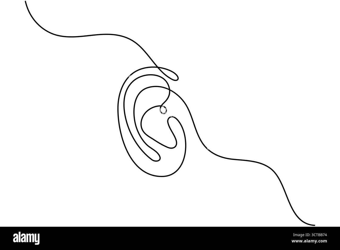 Minimalistische menschliche Ohr Linie Art kontinuierliche einzelne Linie Vektor Illustration isoliert Stock Vektor