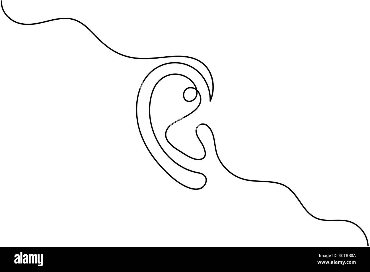 Minimalistische menschliche Ohr Linie Art kontinuierliche einzelne Linie Vektor Illustration isoliert Stock Vektor