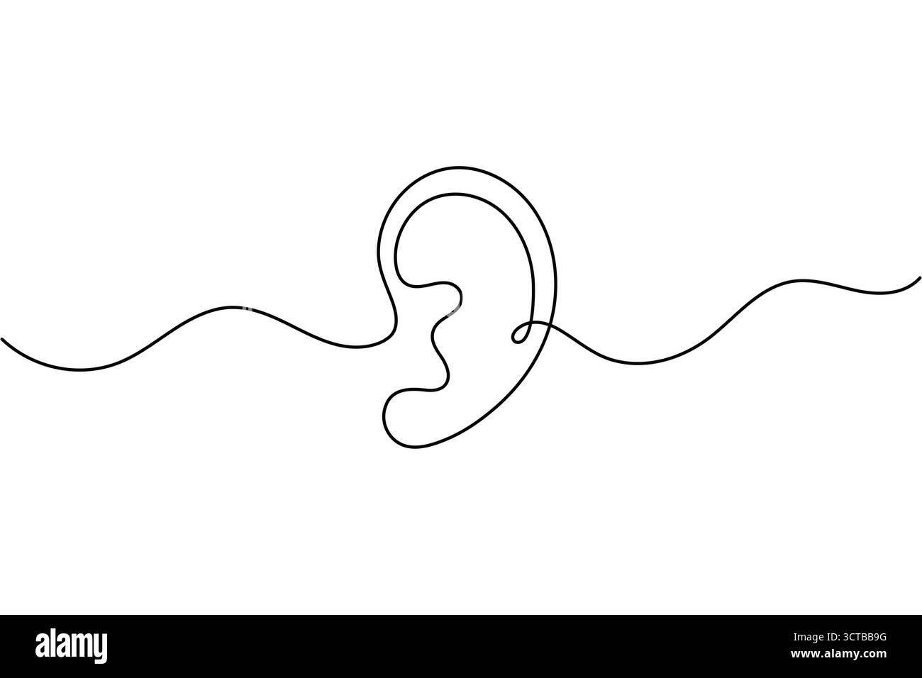 Menschliches Ohr durchgehende eine Linie Zeichnung minimalistischer Stil Umrissvektor Illustration Stock Vektor