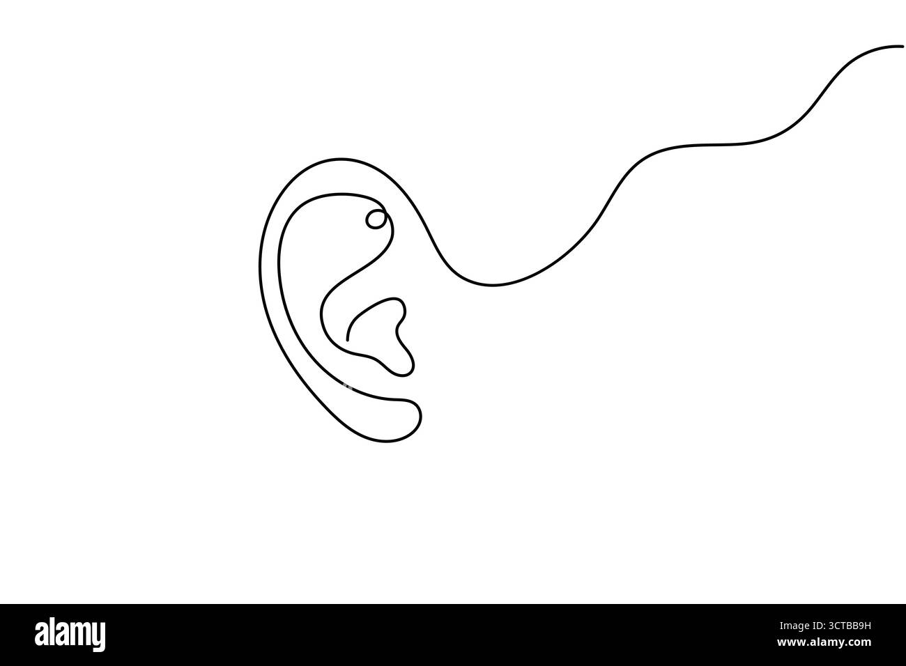 Menschliches Ohr durchgehende eine Linie Zeichnung minimalistischer Stil Umrissvektor Illustration Stock Vektor