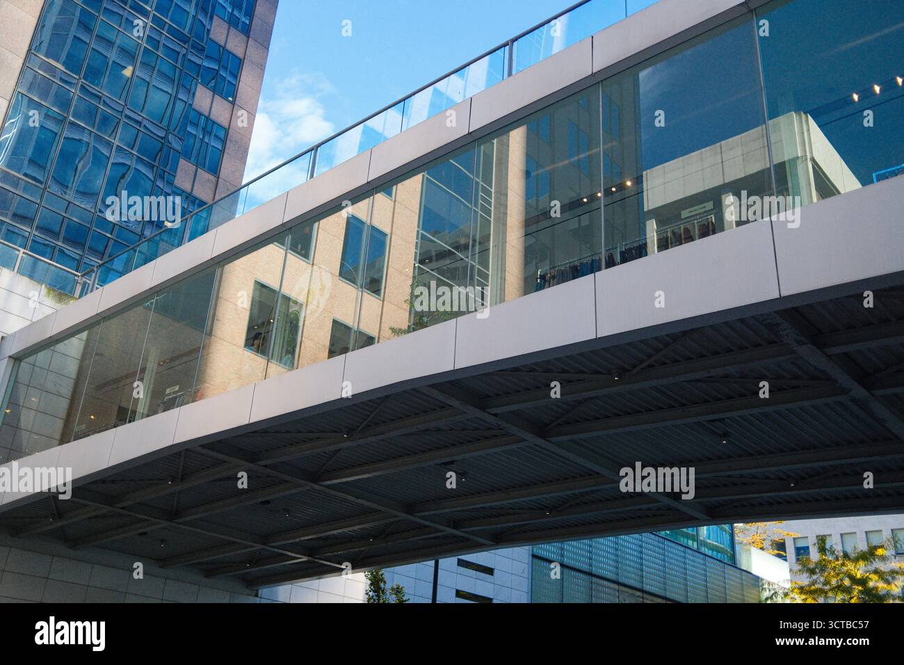 Die Überführung entlang der Dunsmuir Street verbindet beide Seiten der Pacific Centre Mall in der Innenstadt von Vancouver, BC. Stockfoto