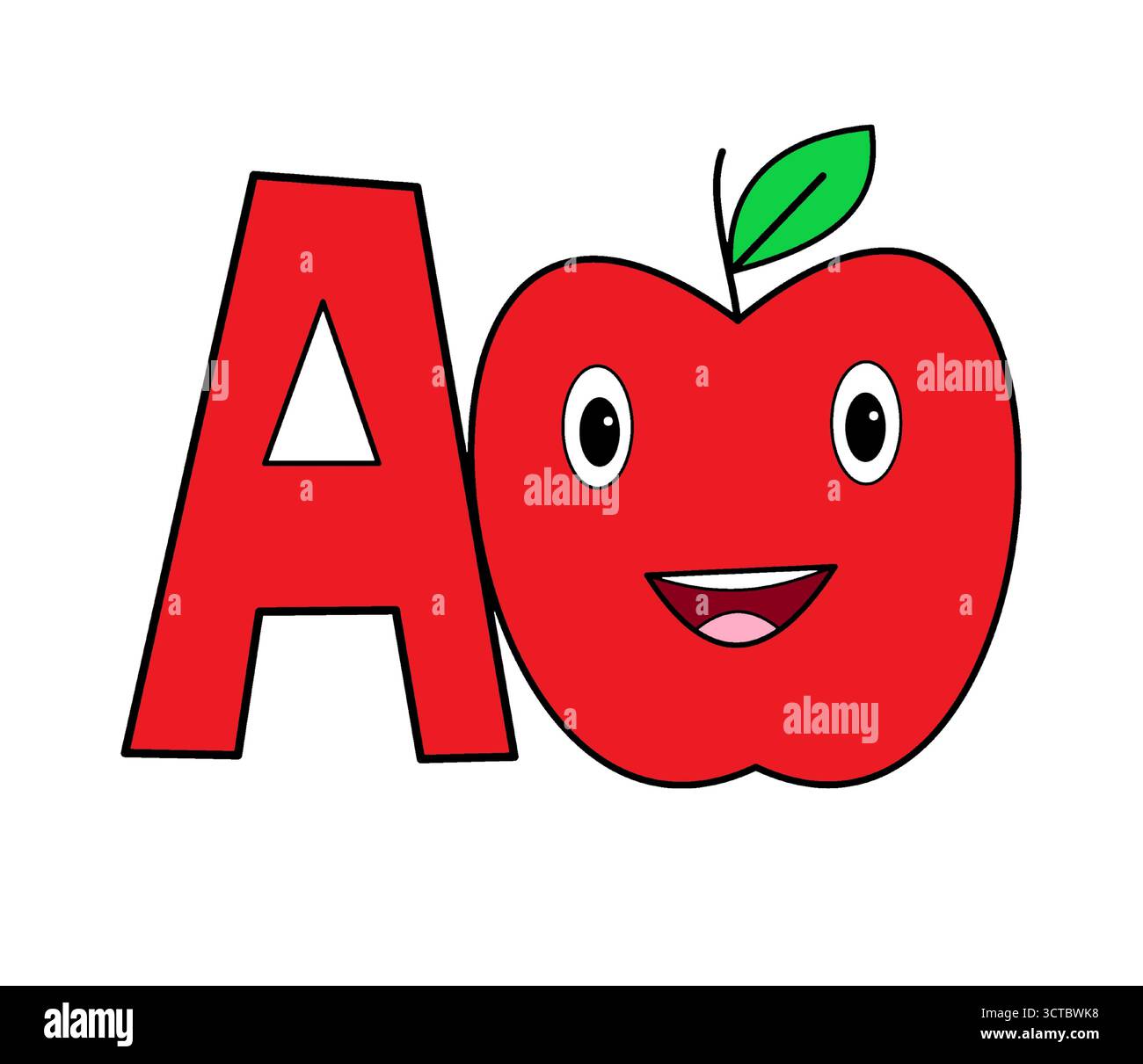 A für Apfelbuchstaben Ein Alphabet Ein steht in der Nähe von Apfel für die Erziehung der Kinder Stock Vektor
