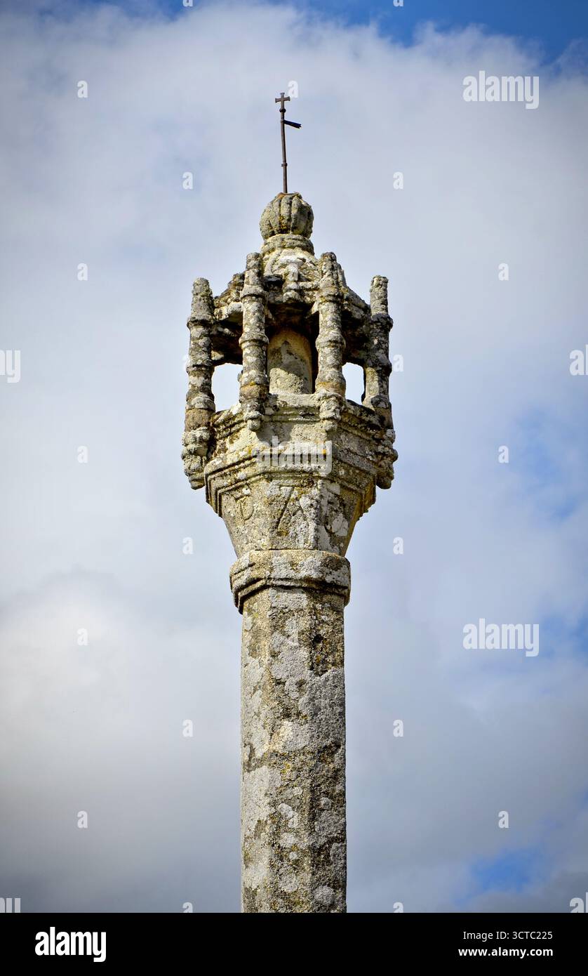 Detail des Prangers von Sernancelhe, dem Symbol der Gerechtigkeit in der Stadt, in Portugal Stockfoto