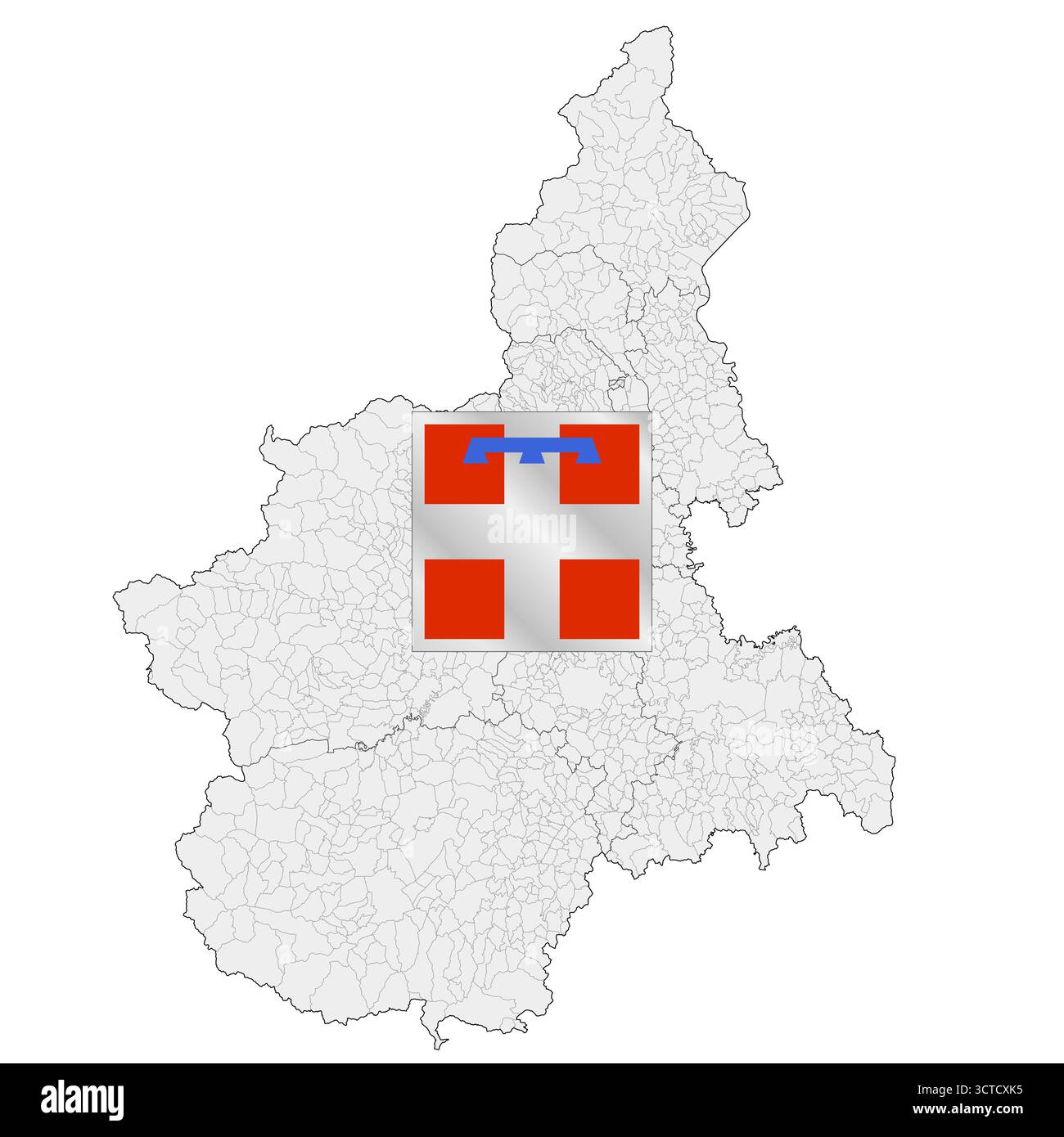 Piemont, Piemont regionales Wappen und Karte, Italien, Vektor-Illustration Stock Vektor