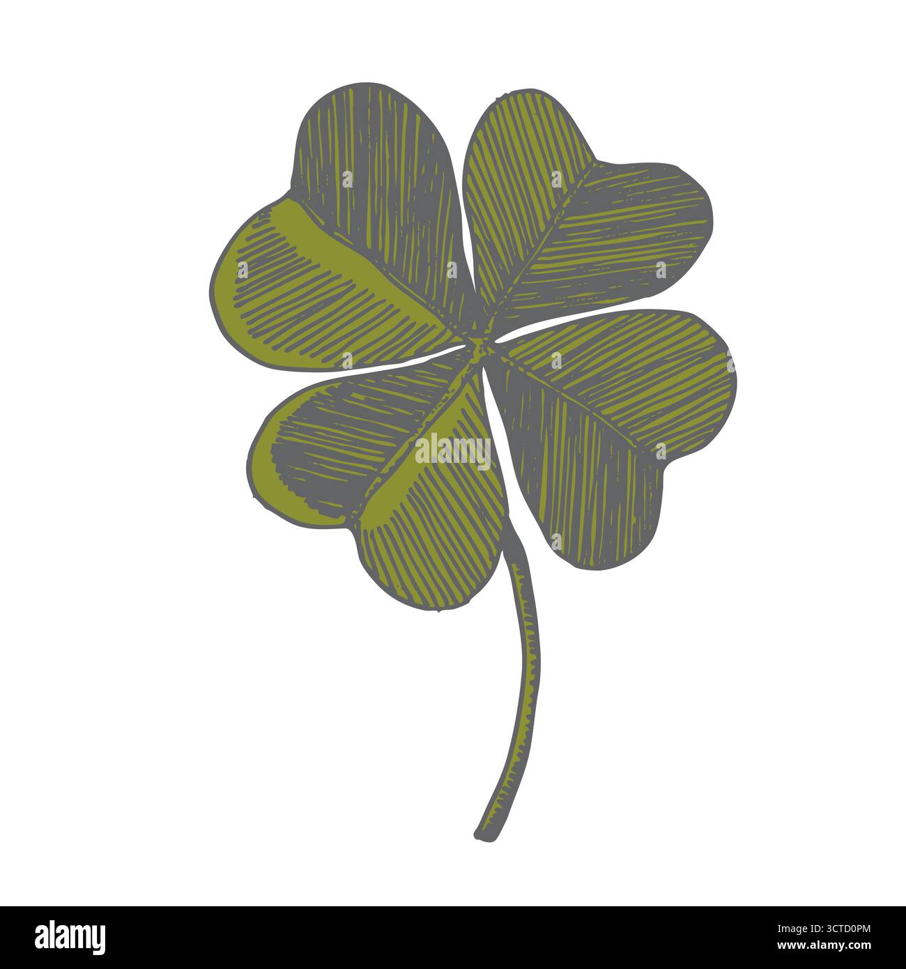 Klee verlässt Skizze. Dekorative Symbole für Skelett-Blätter. Handgezeichnete Vektorgrafik. Minimalistischer Stil. St. Patrick's Day Elemente Stock Vektor