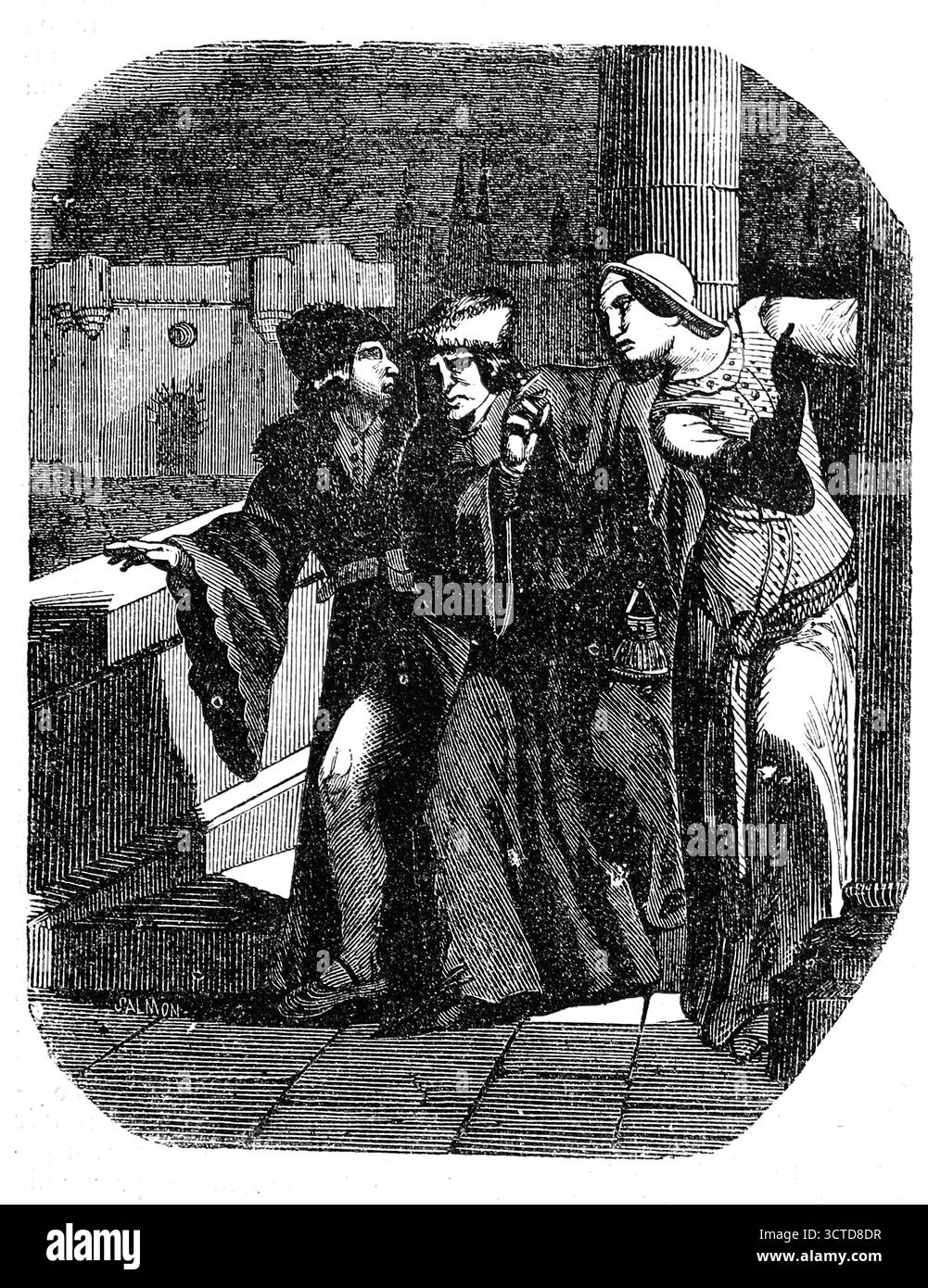 Vereinigung der Bretagne mit dem Königreich Frankreich. Anne von der Bretagne Flucht. Anne, um Ludwig XII. Von Frankreich nicht zu heiraten, um die Rechte der Bretagne zu wahren. Stich, 19. Jahrhundert. Stockfoto