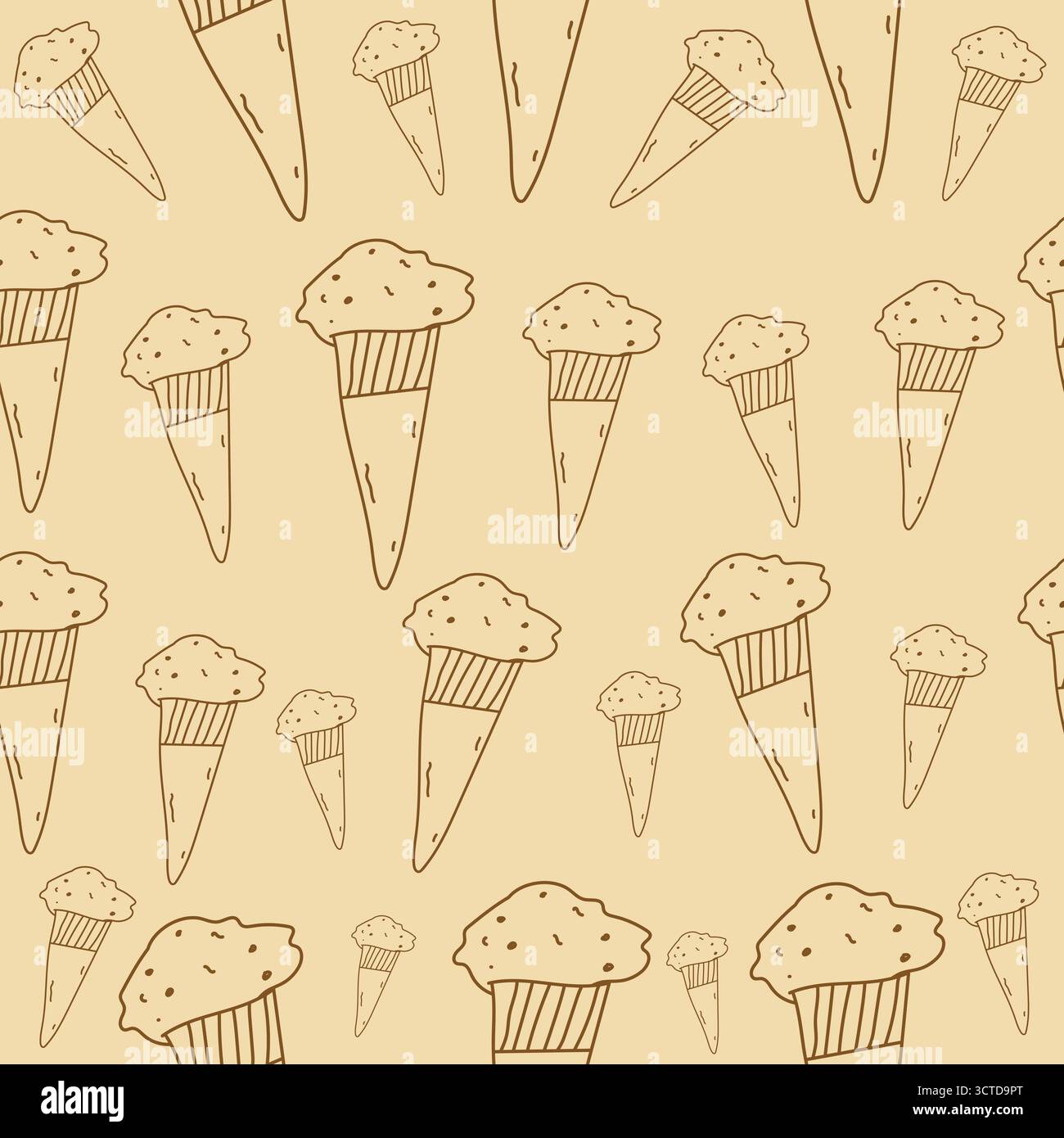 Nahtlose Hand Gezeichnete Eiskegel Muster Vektor-Illustration Stock Vektor
