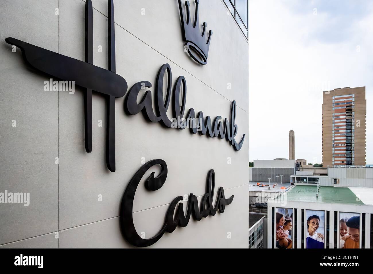Blick vom Hallmark Cards Hauptgebäude in Kansas City, Missouri. (USA) Stockfoto